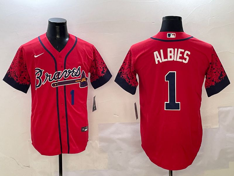 Men Atlanta Braves #1 Albies Red Fashion Game 2025 Nike MLB Jersey style 4->atlanta braves->MLB Jersey